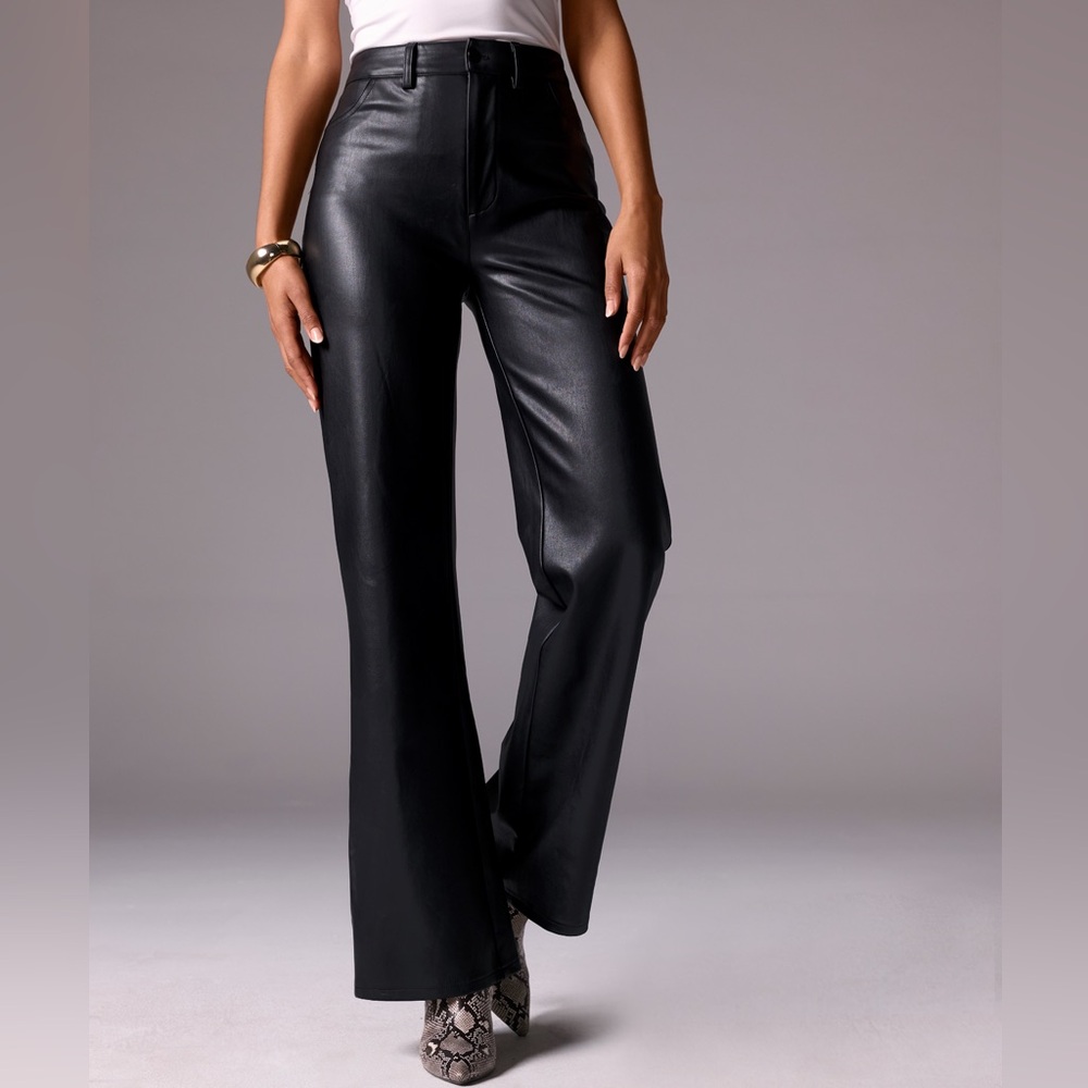 BOSTON PROPER Malibu Faux Leather Wide Leg Five Pocket Pant - Picture 5 of 10